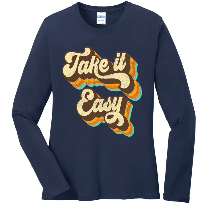 Take It Easy Retro 70s Disco Party Costume Ladies Long Sleeve Shirt