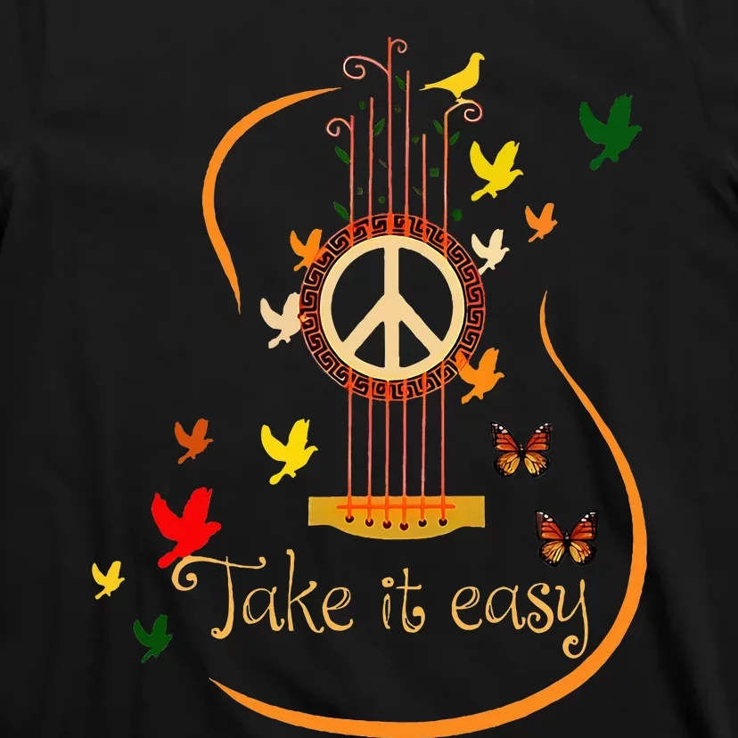 Take It Easy Guitar Peace Sign Hippie T-Shirt