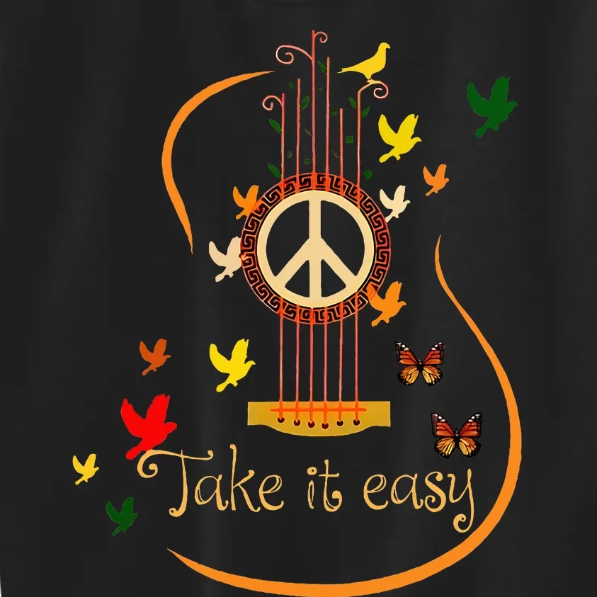 Take It Easy Guitar Peace Sign Hippie Kids Sweatshirt