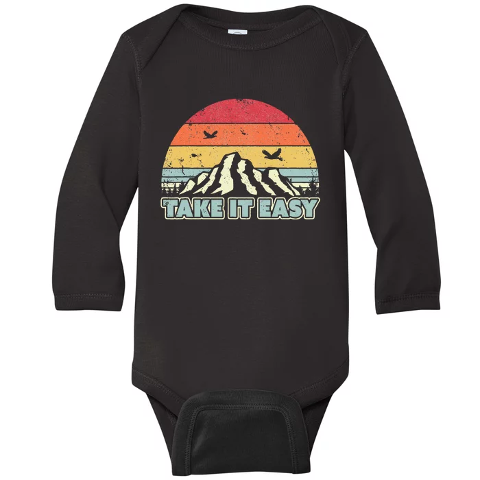 Take It Easy Retro Style Outdoors Baby Long Sleeve Bodysuit