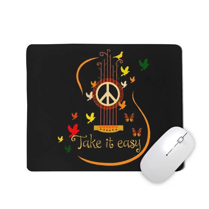 Take It Easy Guitar Peace Sign Hippie Design Mousepad