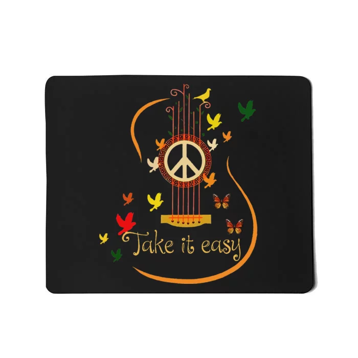 Take It Easy Guitar Peace Sign Hippie Design Mousepad