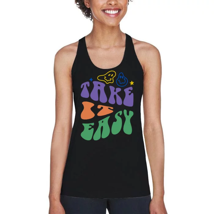 Take It Easy Retro Smile Women's Racerback Tank