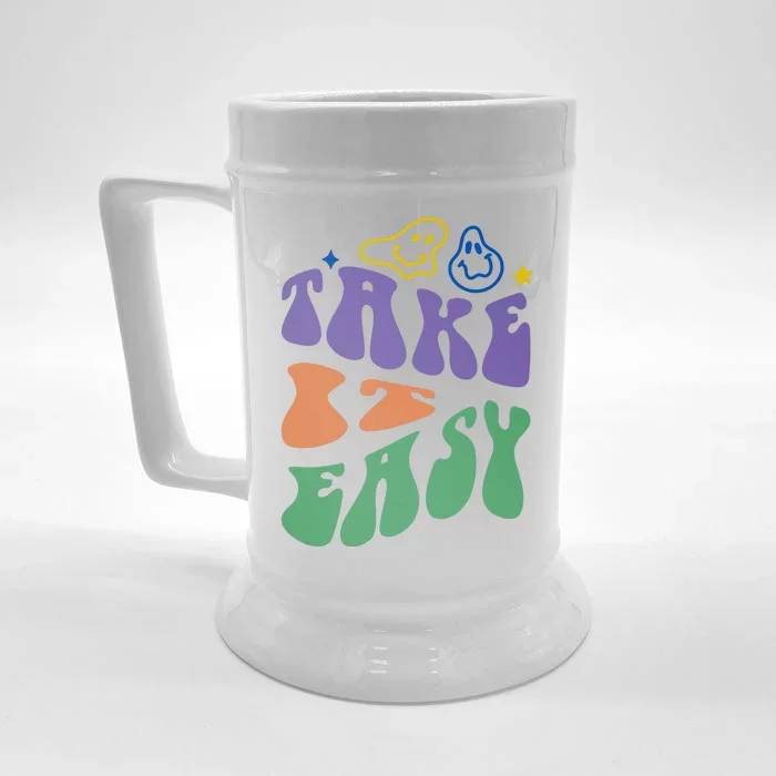 Take It Easy Retro Smile Front & Back Beer Stein