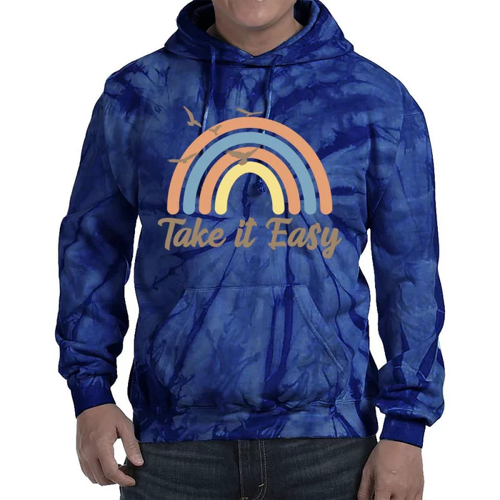 Take It Easy Rainbow Mental Health Tie Dye Hoodie