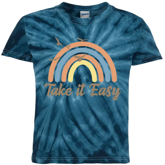 Take It Easy Rainbow Mental Health Kids Tie-Dye T-Shirt