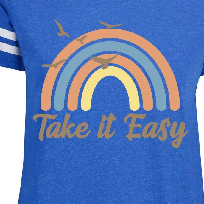 Take It Easy Rainbow Mental Health Enza Ladies Jersey Football T-Shirt