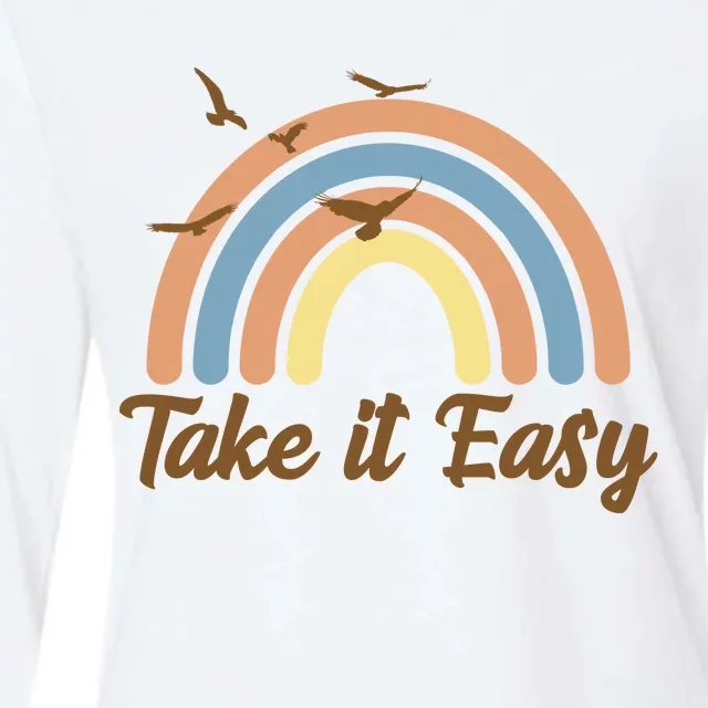 Take It Easy Rainbow Mental Health Womens Cotton Relaxed Long Sleeve T-Shirt