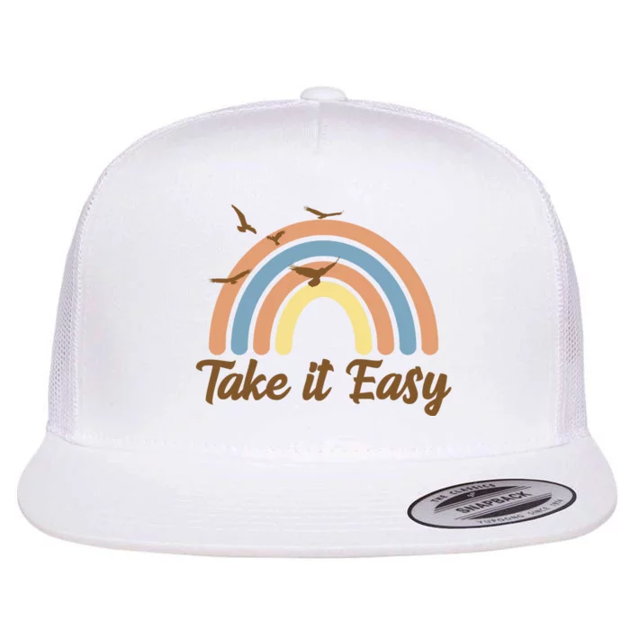 Take It Easy Rainbow Mental Health Flat Bill Trucker Hat