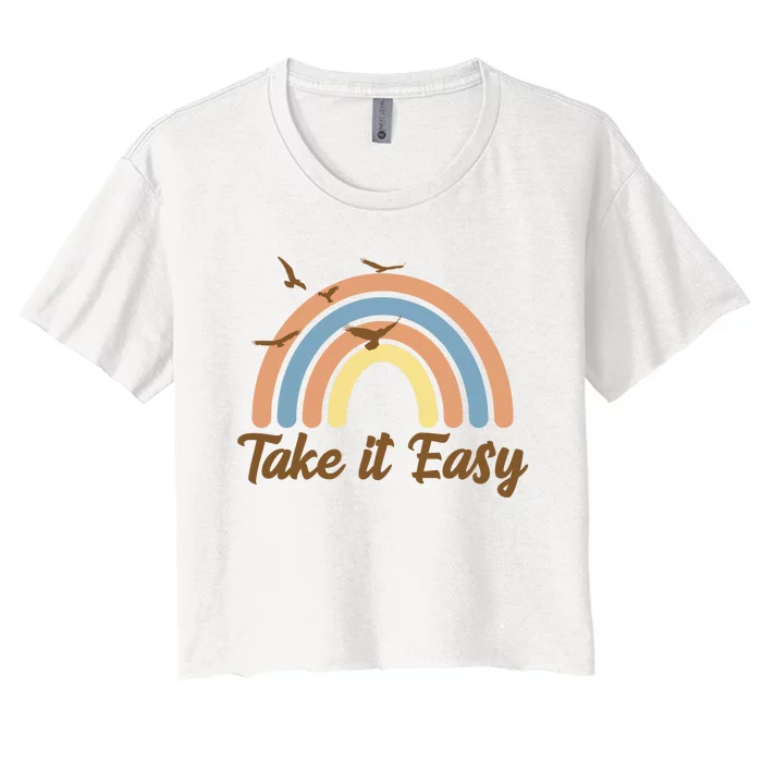 Take It Easy Rainbow Mental Health Women's Crop Top Tee