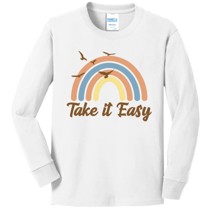 Take It Easy Rainbow Mental Health Kids Long Sleeve Shirt