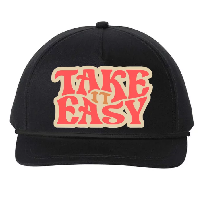 Take It Easy Retro Quote Snapback Five-Panel Rope Hat