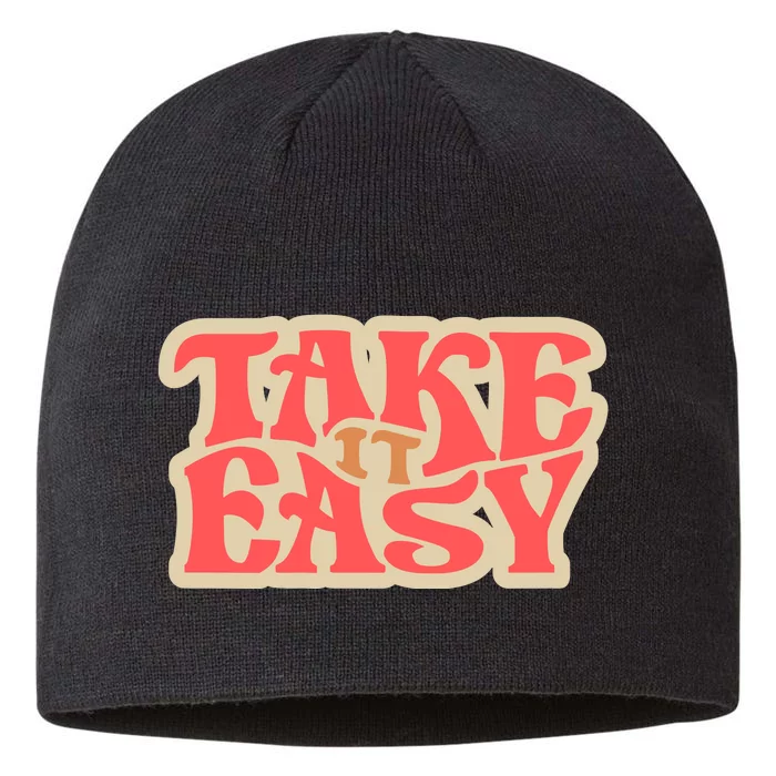 Take It Easy Retro Quote 8 1/2in Sustainable Knit Beanie