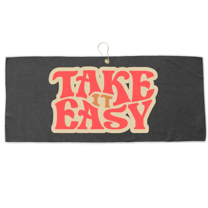 Take It Easy Retro Quote Large Microfiber Waffle Golf Towel