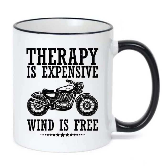 Therapy Is Expensive Wind Is Free Motorcycle Biker Black Color Changing Mug