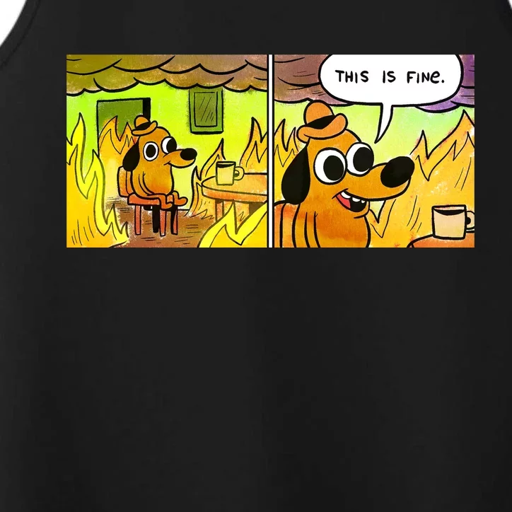 This Is Fine Meme Shirt Performance Tank