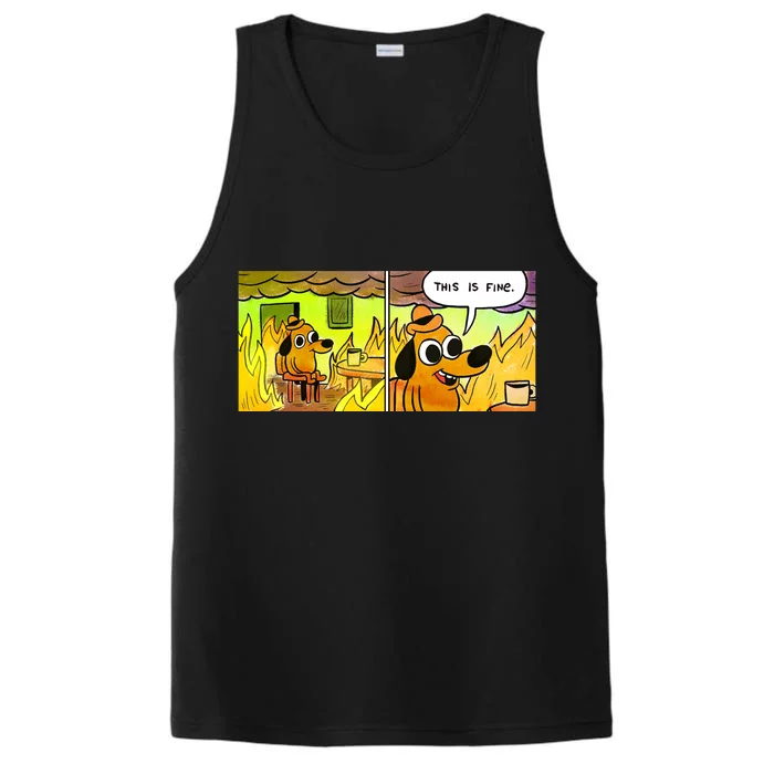 This Is Fine Meme Shirt Performance Tank