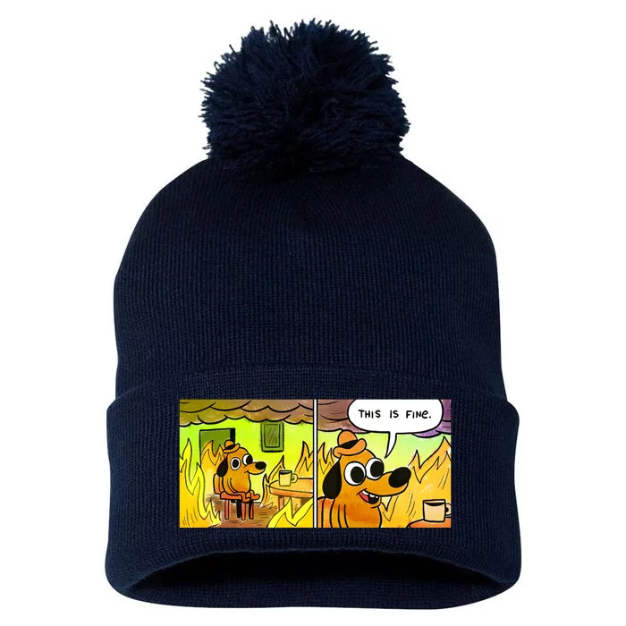 This Is Fine Meme Shirt Pom Pom 12in Knit Beanie