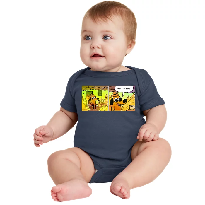 This Is Fine Meme Shirt Baby Bodysuit