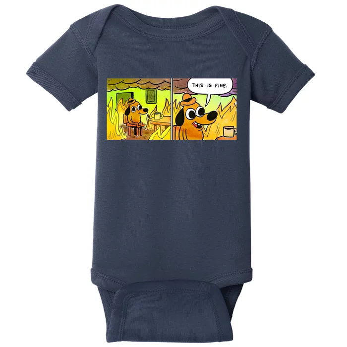 This Is Fine Meme Shirt Baby Bodysuit