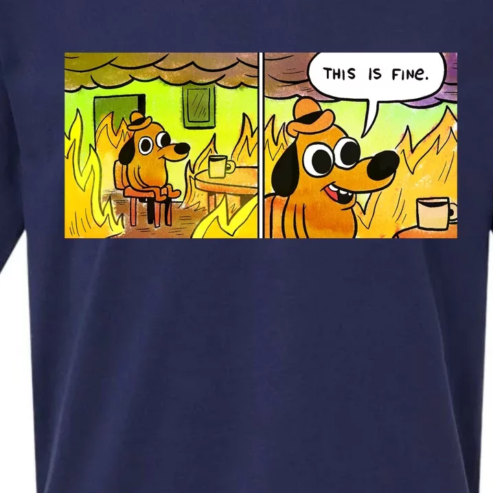 This Is Fine Meme Shirt Sueded Cloud Jersey T-Shirt