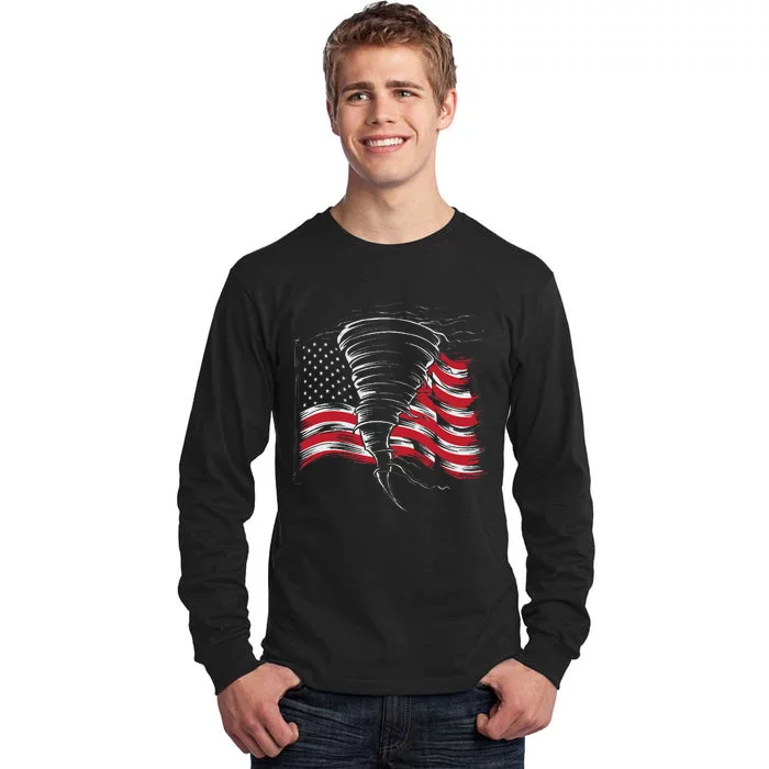 Tornado In Front Of Us Flag Tall Long Sleeve T-Shirt