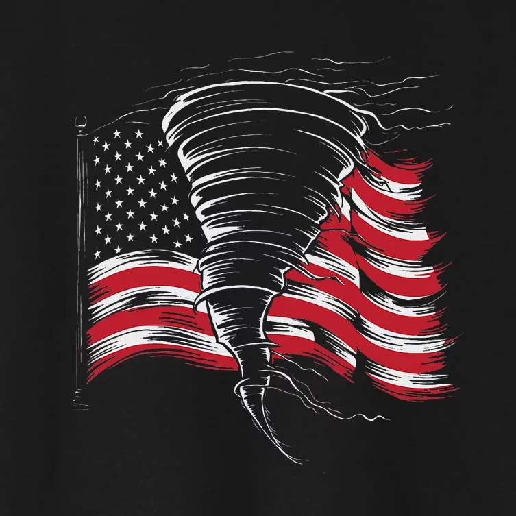 Tornado In Front Of Us Flag Women's Crop Top Tee