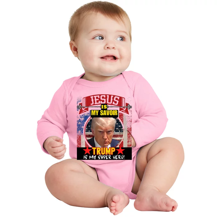 Trump Indicted Funny Mugshot Graphic Design Baby Long Sleeve Bodysuit