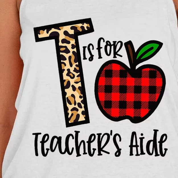 T Is For Teacher’s Aide Back To School Teacher Gift Women's Knotted Racerback Tank