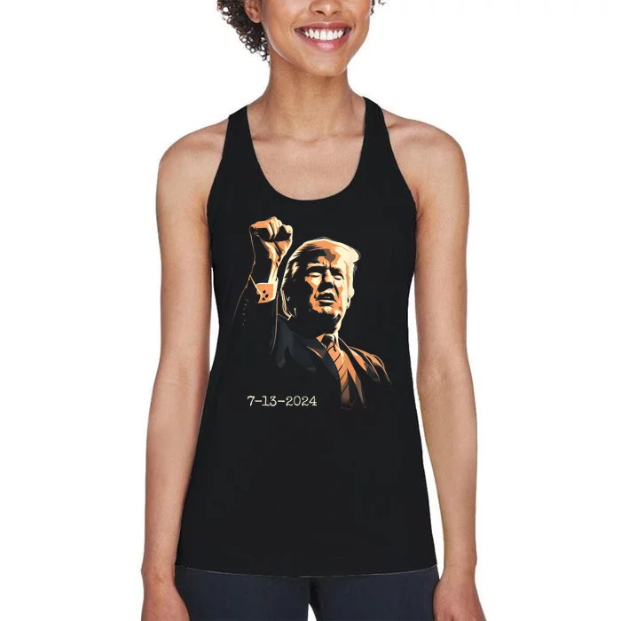 Trump Inspirational Fist Pump July 13 2024 Women's Racerback Tank