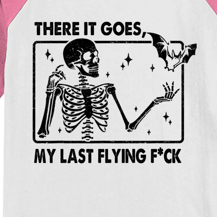 There It Goes My Last Flying F Skeletons Funny Halloween Kids Colorblock Raglan Jersey