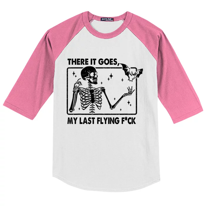 There It Goes My Last Flying F Skeletons Funny Halloween Kids Colorblock Raglan Jersey