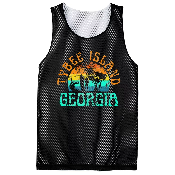 Tybee Island Georgia Surfing Beach Ocean Waves Surf Vintage Mesh Reversible Basketball Jersey Tank