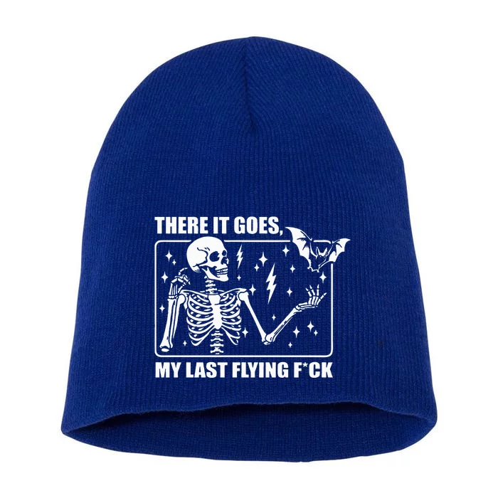 There It Goes My Last Flying F Halloween Skeleton Short Acrylic Beanie