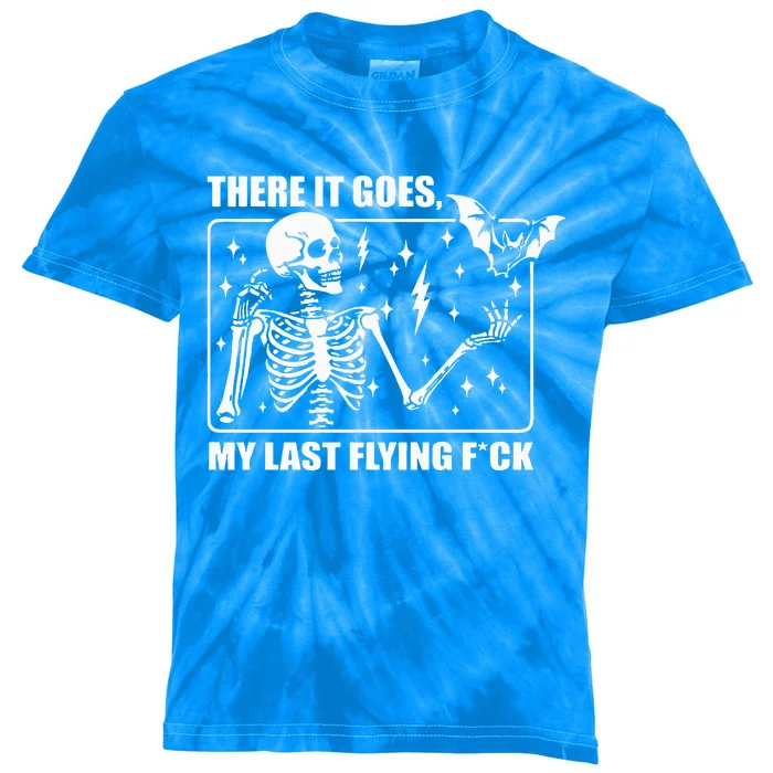 There It Goes My Last Flying F Halloween Skeleton Kids Tie-Dye T-Shirt