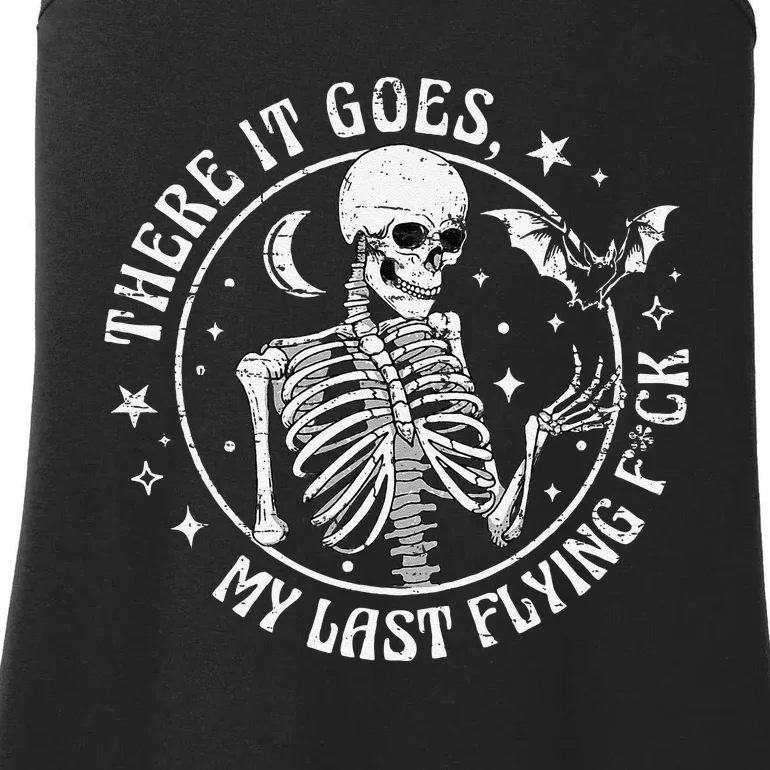 There It Goes My Last Flying F Halloween Skeleton Funny Ladies Essential Tank