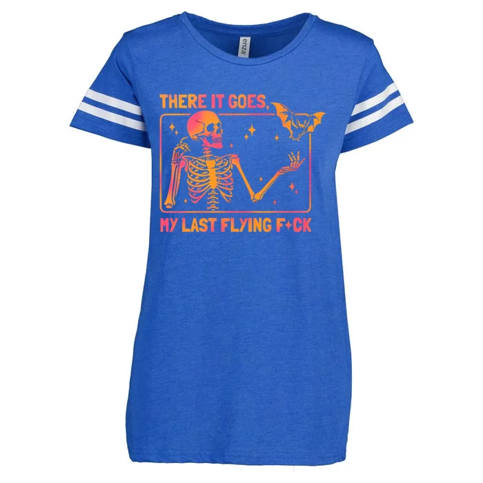 There It Goes My Last Flying F Skeletons Funny Halloween Great Gift Enza Ladies Jersey Football T-Shirt