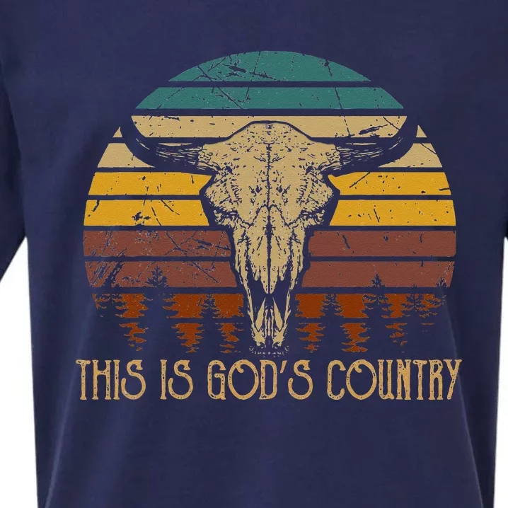 This Is Gods Music Country Outfit Bull Skulls Western Howdy Sueded Cloud Jersey T-Shirt