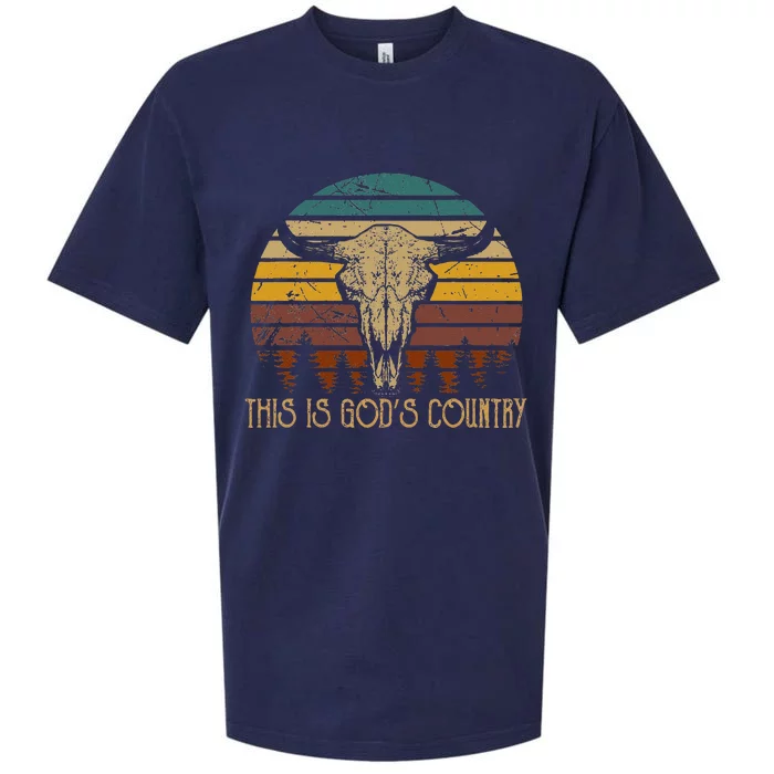 This Is Gods Music Country Outfit Bull Skulls Western Howdy Sueded Cloud Jersey T-Shirt