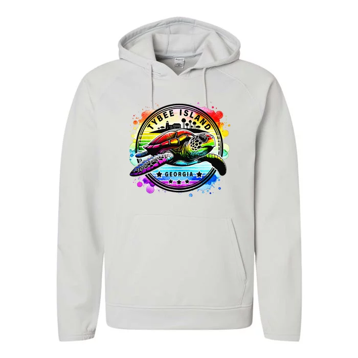 Tybee Island Georgia Sea Turtle Ga Performance Fleece Hoodie