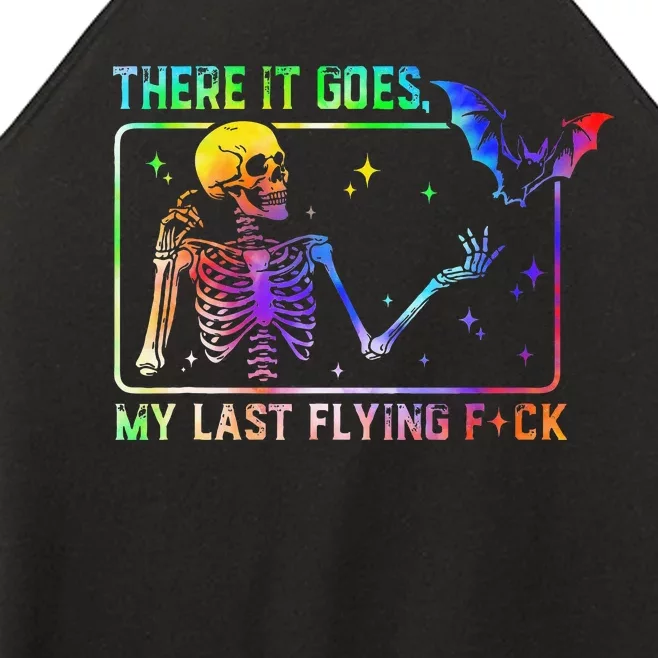 There It Goes My Last Flying Fuck Funny Skeleton Tie Dye Women’s Perfect Tri Rocker Tank