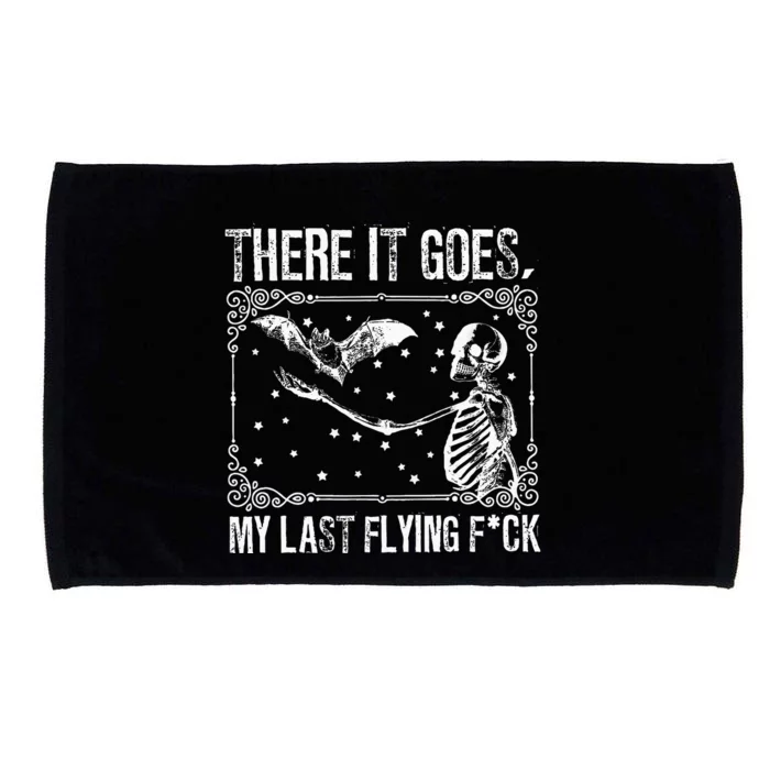 There It Goes My Last Flying Funny Halloween Skeleton Bat Microfiber Hand Towel