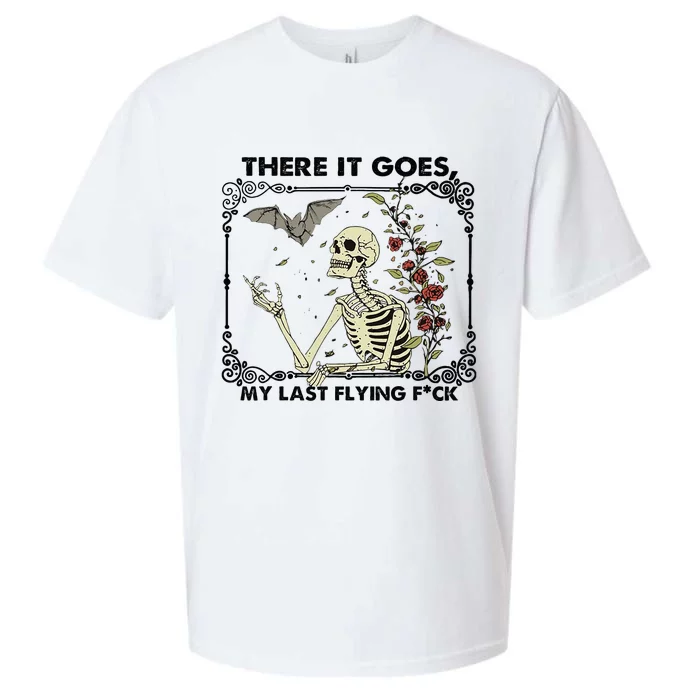 There It Goes My Last Flying F Skeletons Funny Halloween Sueded Cloud Jersey T-Shirt