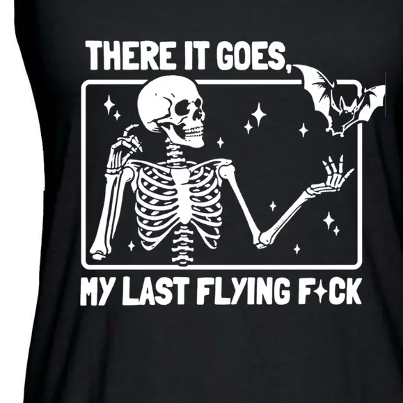 There It Goes My Last Flying Fuck Skeleton Funny Halloween Ladies Essential Flowy Tank