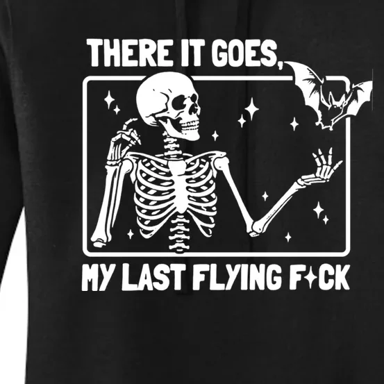 There It Goes My Last Flying Fuck Skeleton Funny Halloween Women's Pullover Hoodie