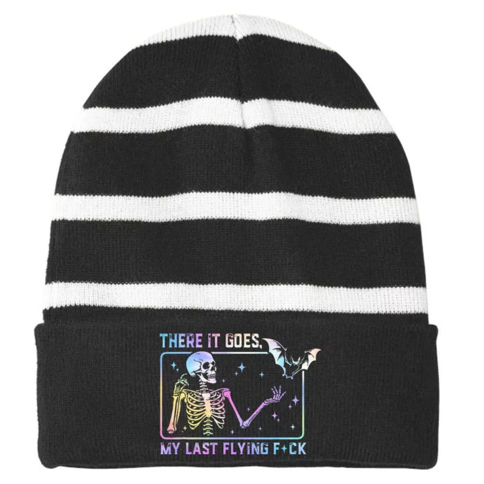 There It Goes My Last Flying Fuck Striped Beanie with Solid Band