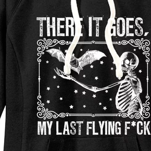 There It Goes My Last Flying Fuck Skeleton Funny Halloween Women's Fleece Hoodie