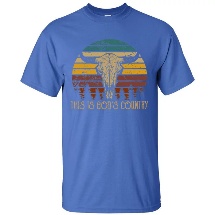 This Is GodS Music Country Outfit Bull Skulls Western Howdy Tall T-Shirt