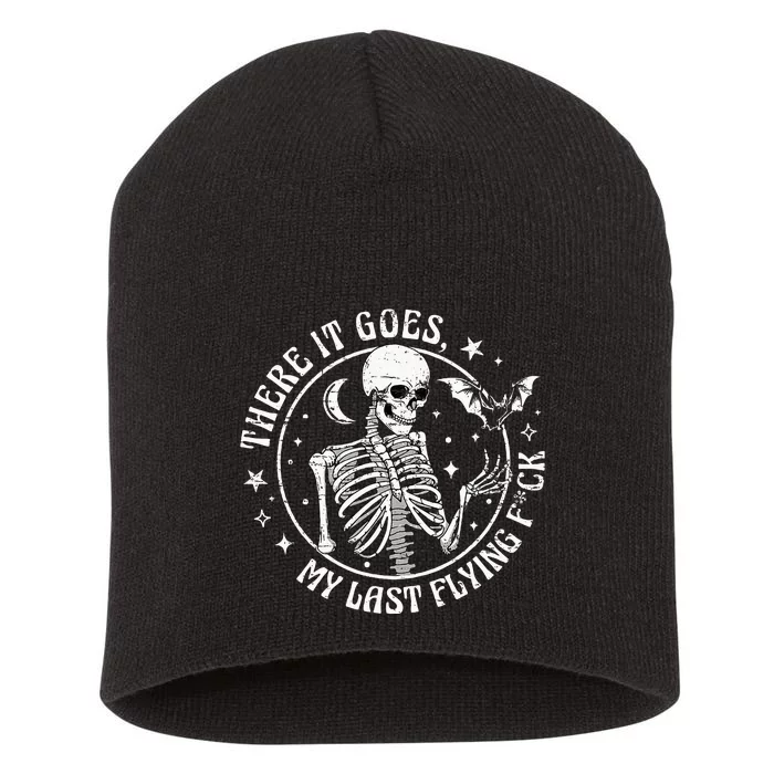 There It Goes My Last Flying Halloween Skeleton Short Acrylic Beanie