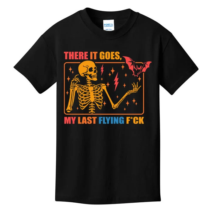 There It Goes My Last Flying F Halloween Mom Skeleton Bat Kids T-Shirt